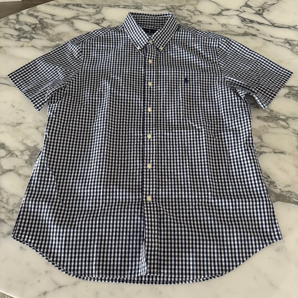 Ralph Lauren Blue label, Men's Short Sleeve Checked Cotton Shirt, XL